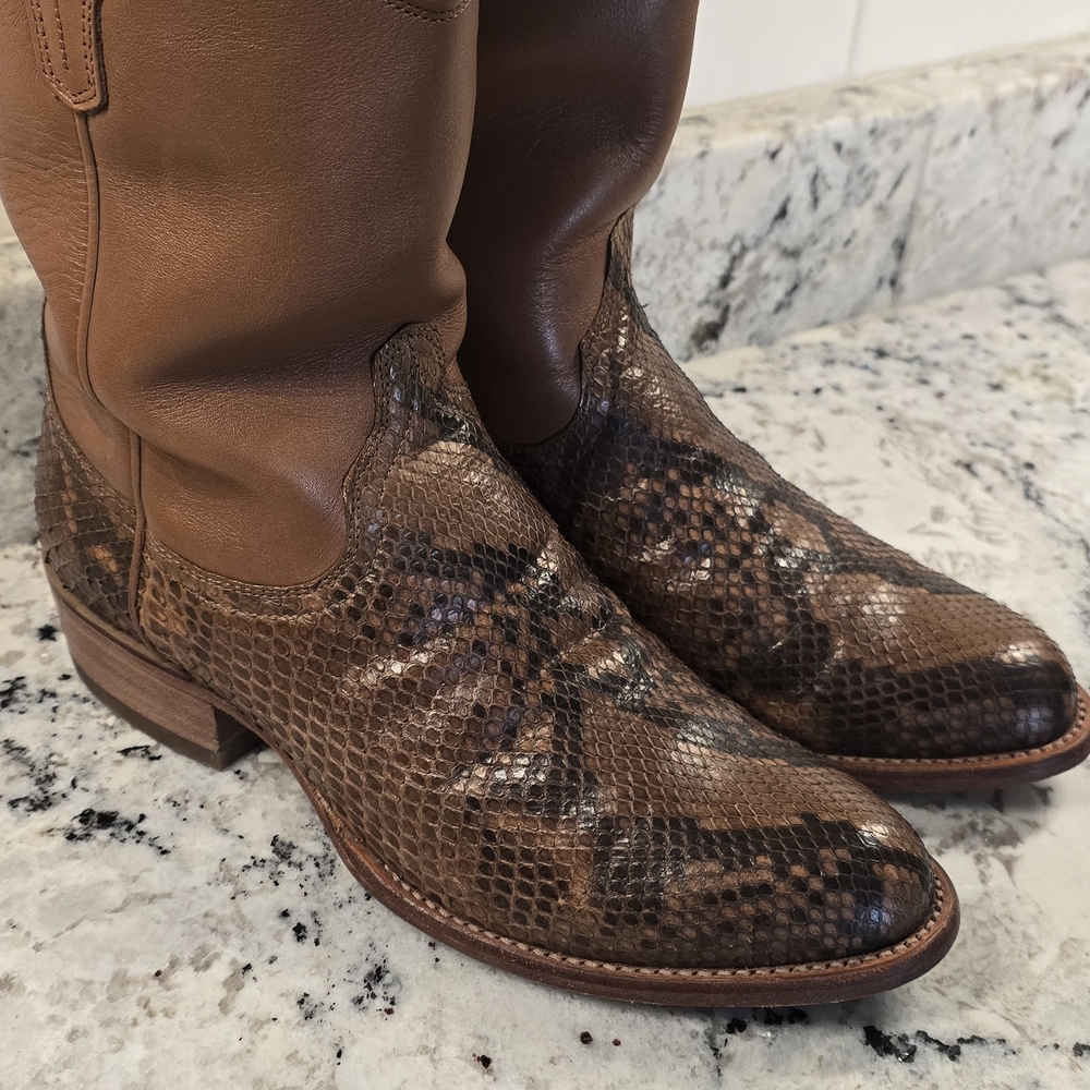 Tecovas Brown Snakeskin Cowboy Boots